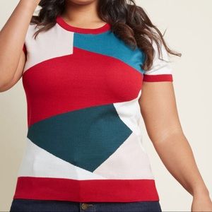 ModCloth Mosaic Short-Sleeved Sweater